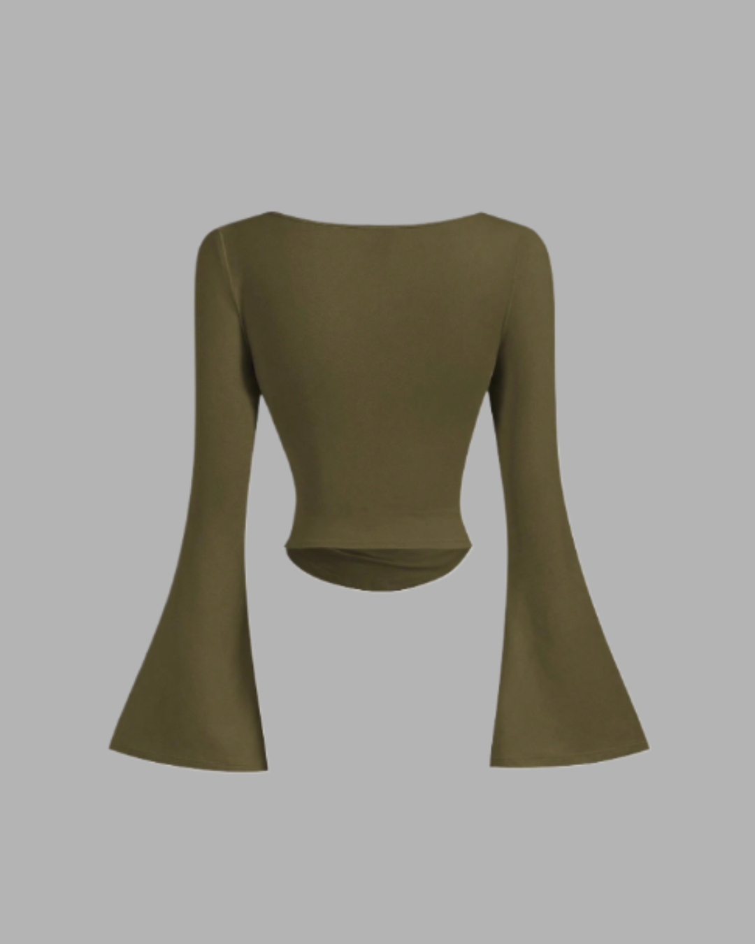 Boat Neck Bell Sleeve Side Ruched t-shirt (sage green)