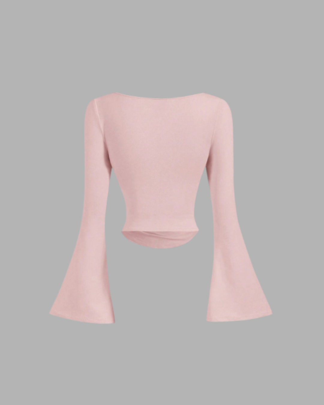 Boat Neck Bell Sleeve Side Ruched t-shirt (baby pink)