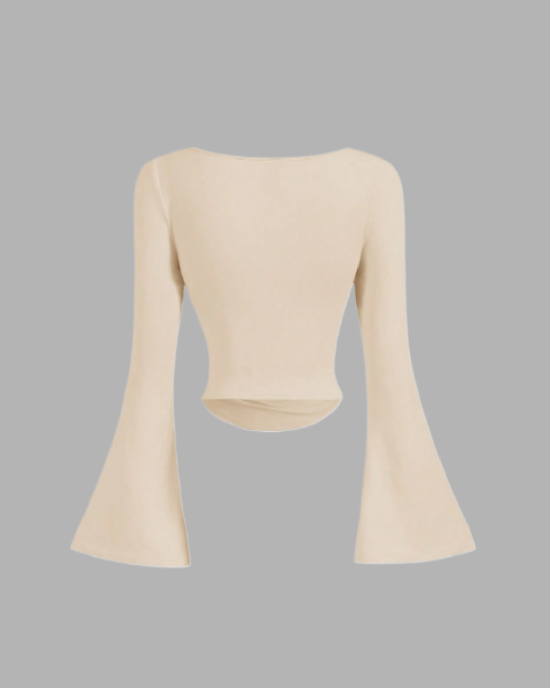 Boat Neck Bell Sleeve Side Ruched t-shirt (beige)