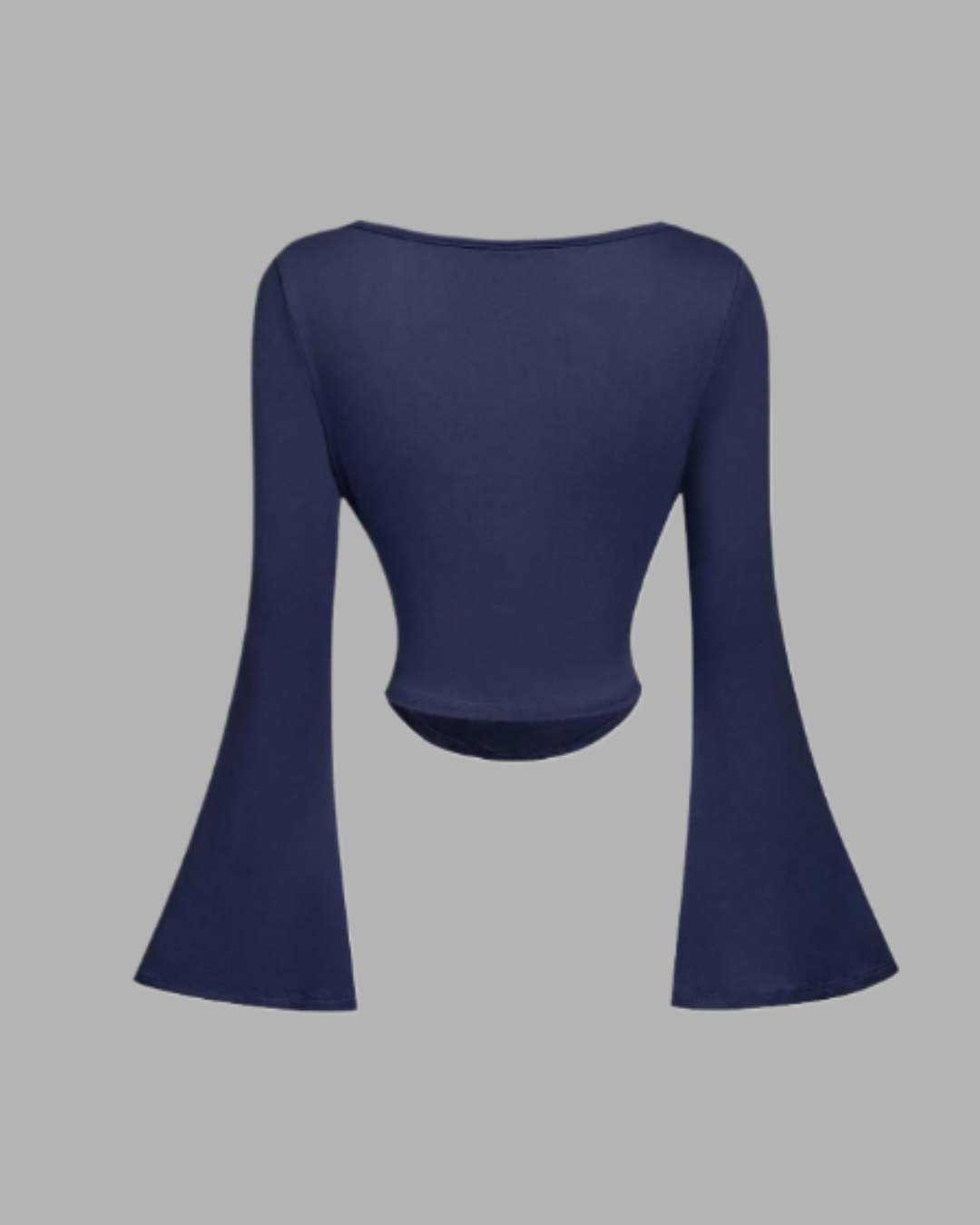 Boat Neck Bell Sleeve Side Ruched t-shirt (blue)