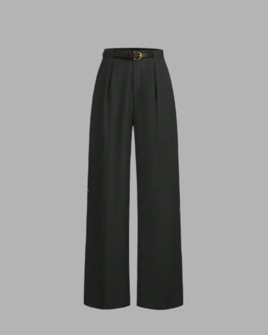 Mid-Waist Solid Color Elegant Straight Leg Pants With Belt