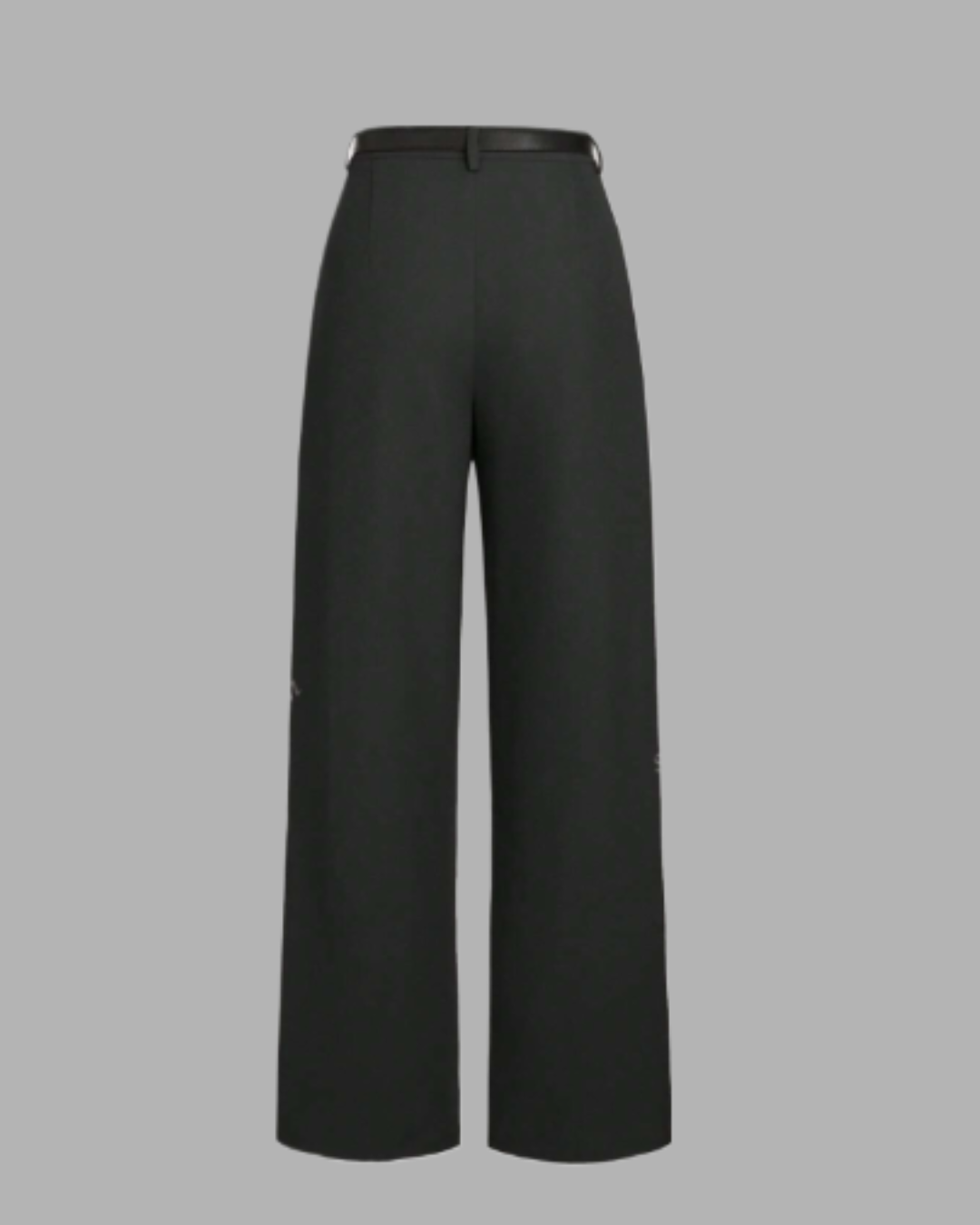 Mid-Waist Solid Color Elegant Straight Leg Pants With Belt