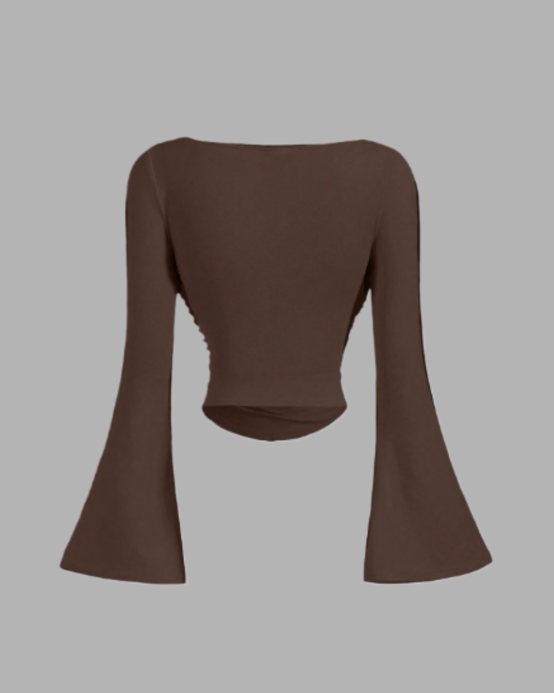 Boat Neck Bell Sleeve Side Ruched t-shirt (brownz)